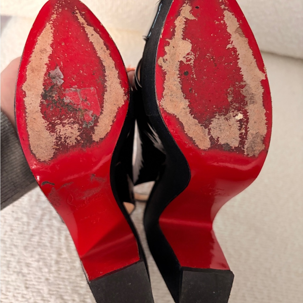 Christian Louboutin Black Patent Leather Platform Heels - Picture 14 of 14